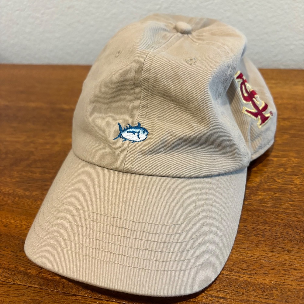 Southern Tide Hat FSU Florida State Seminoles Tan Adjustable Cotton‎ Cap NCAA